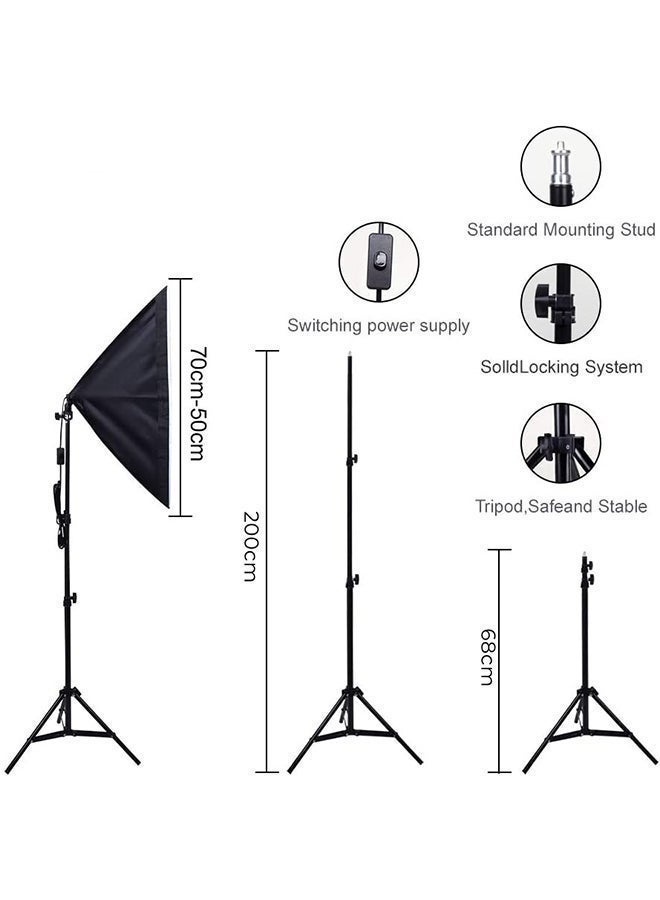 Glanfen Photography Softbox Lighting Kit with 3pcs 135W Bulbs Softboxs and Carry Bag - Image 3